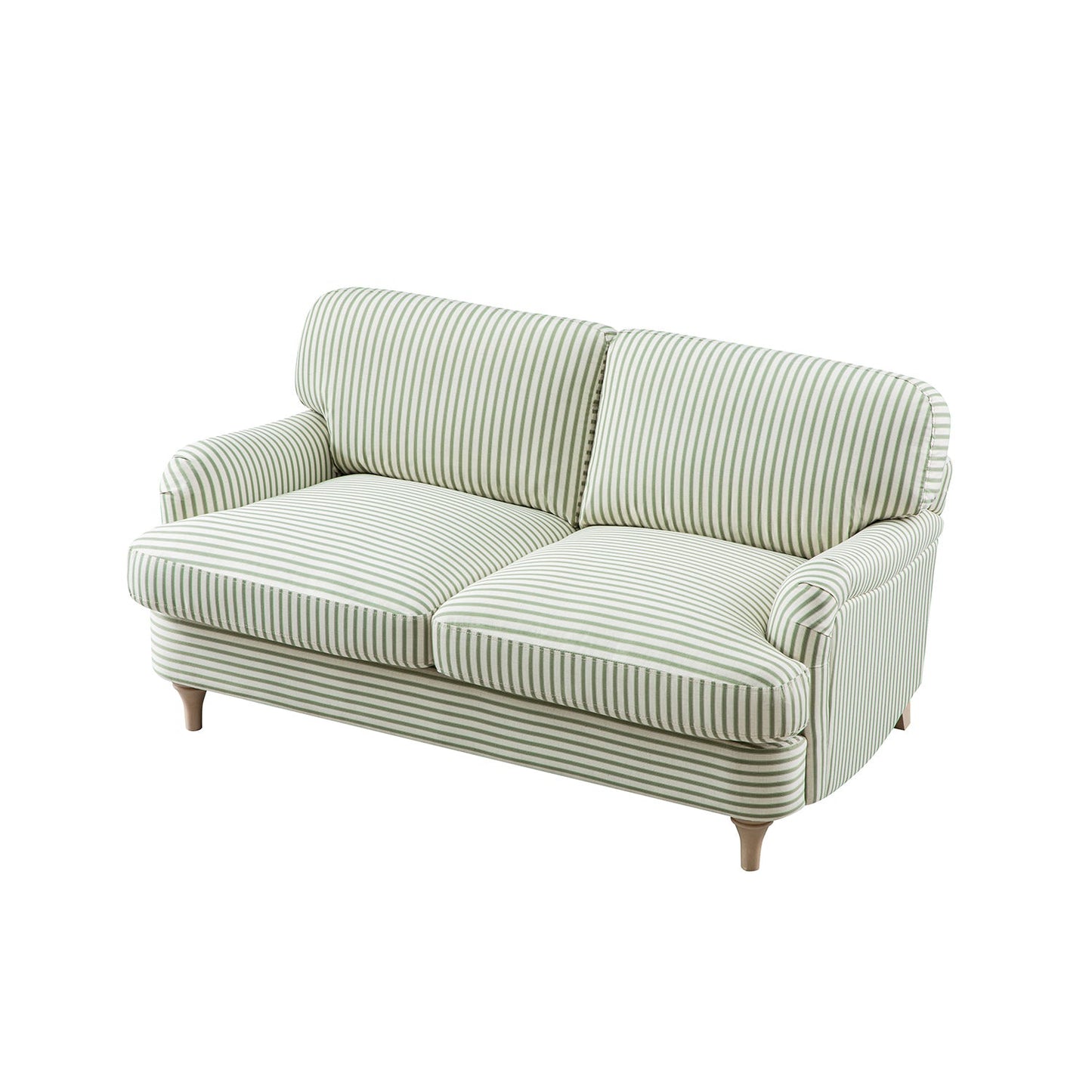 Two-Seater Sofa in Green Striped Linen Blend