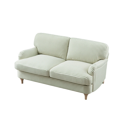Two-Seater Sofa in Green Striped Linen Blend