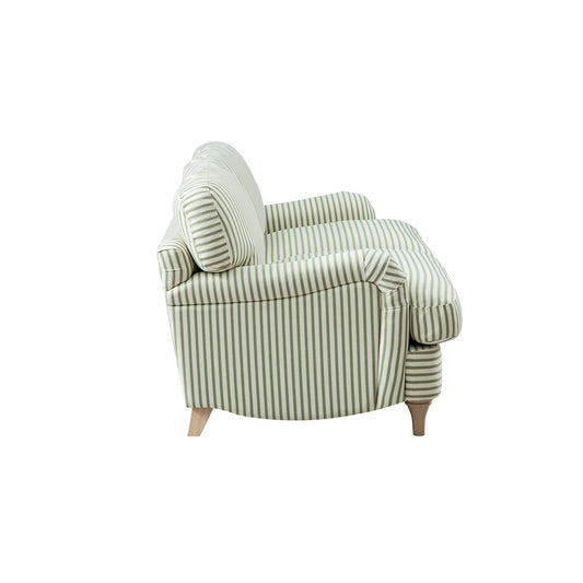 Two-Seater Sofa in Green Striped Linen Blend
