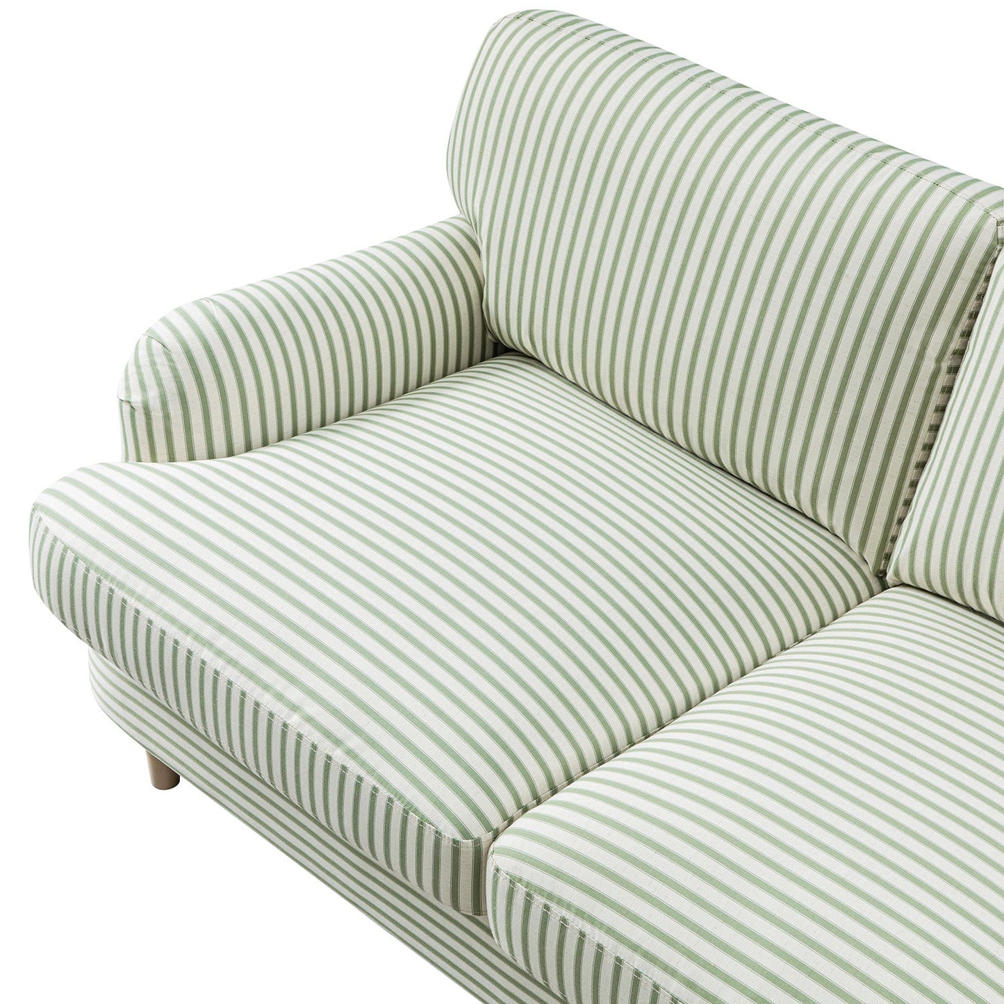 Two-Seater Sofa in Green Striped Linen Blend