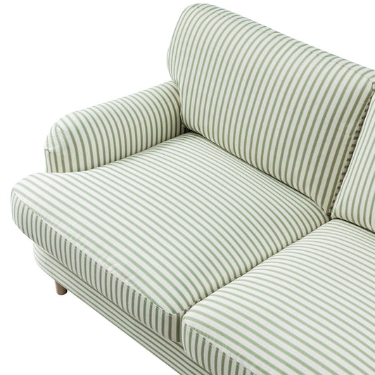 Two-Seater Sofa in Green Striped Linen Blend