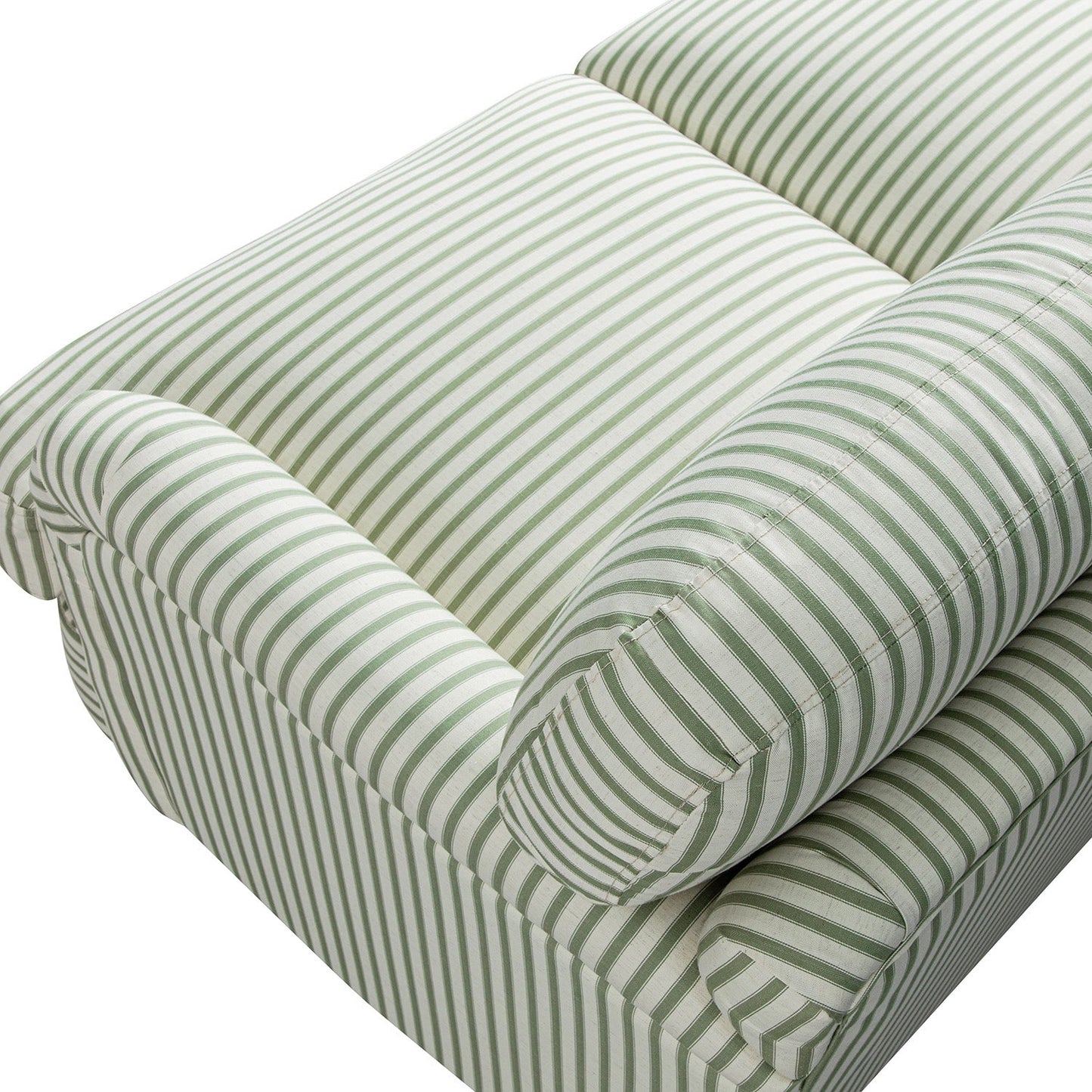Two-Seater Sofa in Green Striped Linen Blend