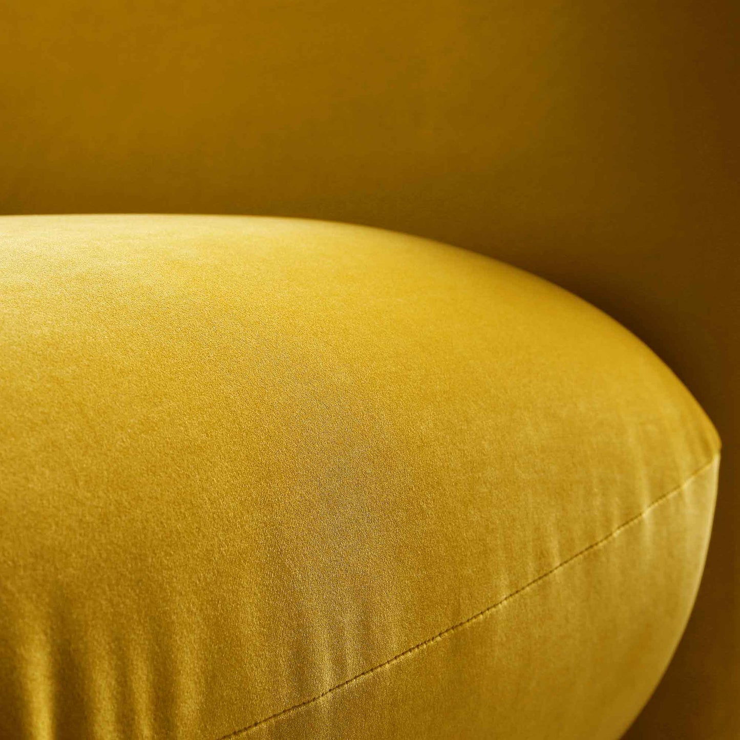 Two Seater Sofa in Goldenrod Velvet with Rolled Arms