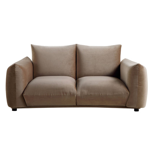 Two Seater Sofa in Mink Velvet with Sleek Lines