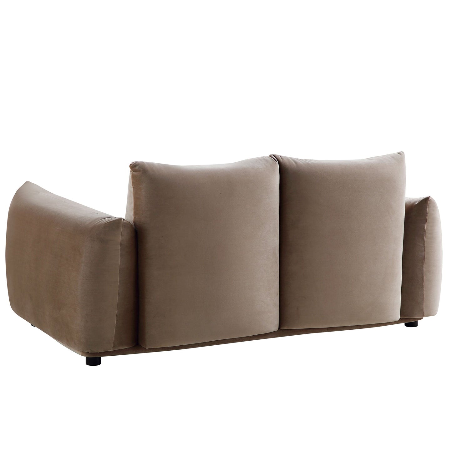 Two Seater Sofa in Mink Velvet with Sleek Lines