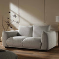 Two Seater Sofa in Mist Grey Boucle with Rounded Arms