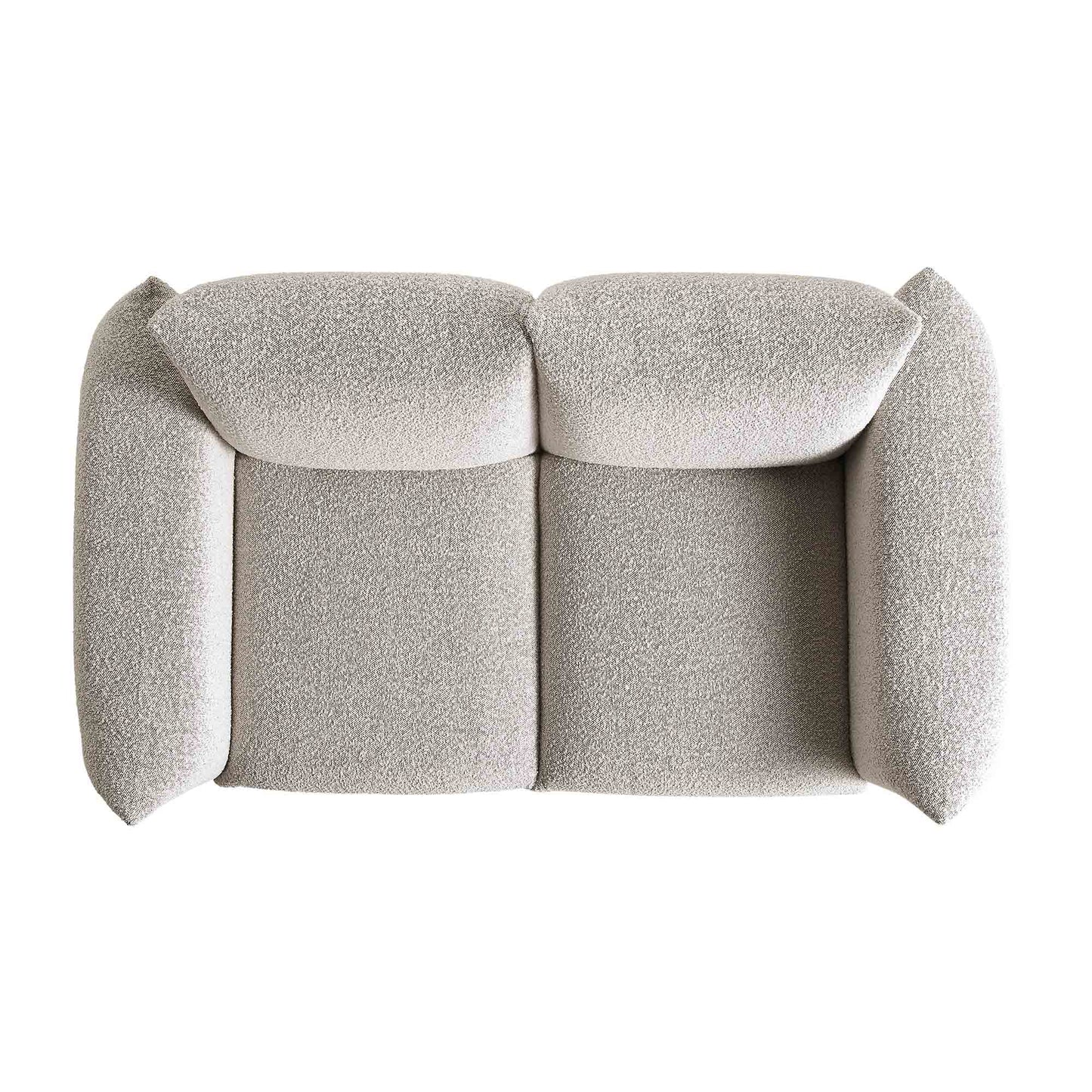 Two Seater Sofa in Mist Grey Boucle with Rounded Arms