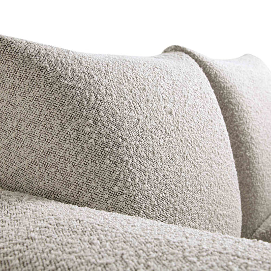 Two Seater Sofa in Mist Grey Boucle with Rounded Arms