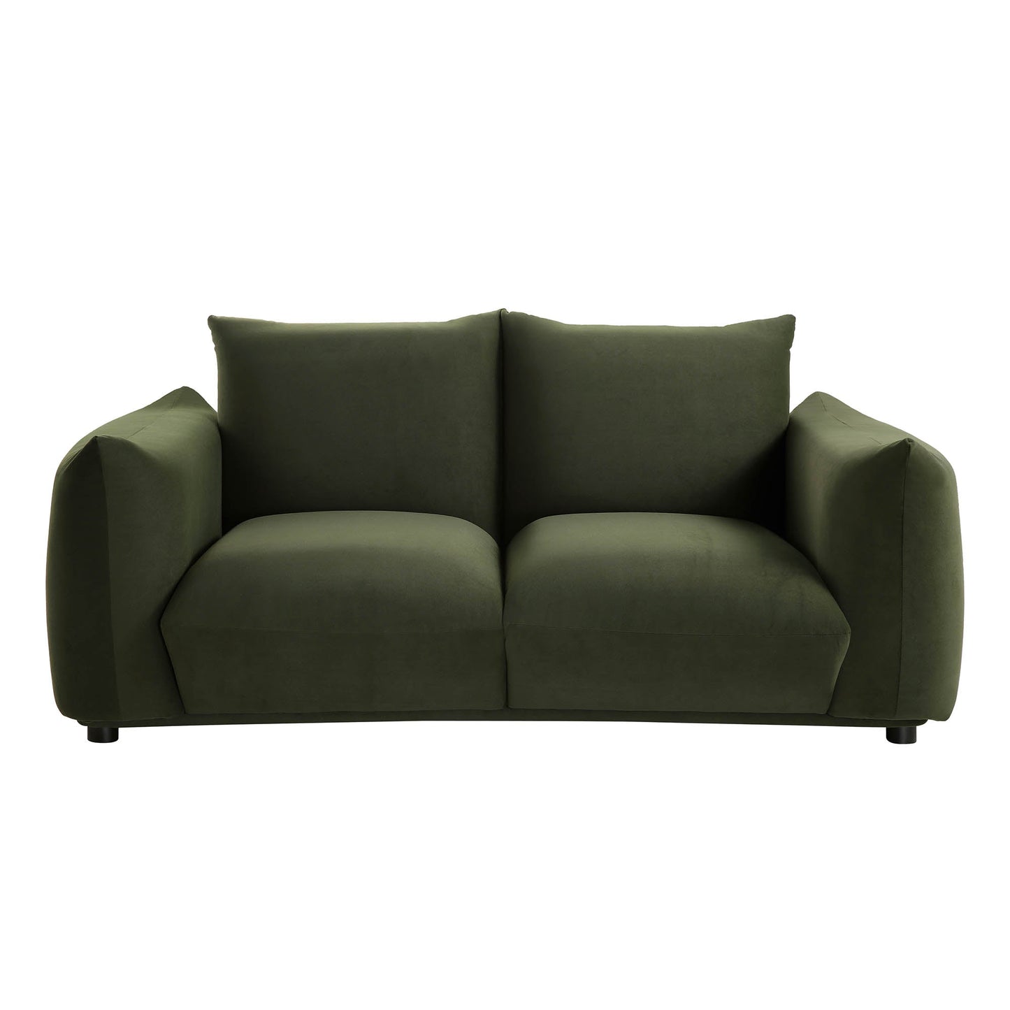 Two Seater Sofa in Moss Green Velvet with Clean Lines