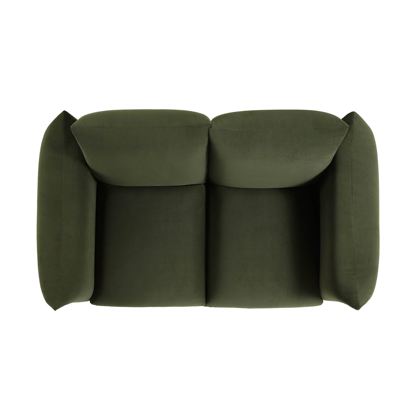 Two Seater Sofa in Moss Green Velvet with Clean Lines