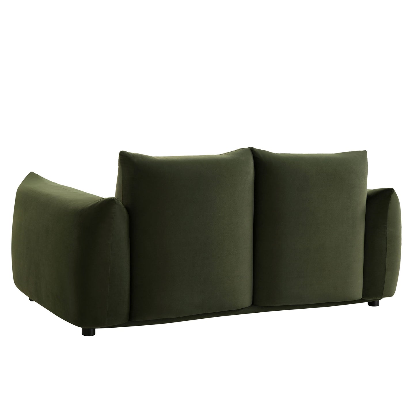 Two Seater Sofa in Moss Green Velvet with Clean Lines