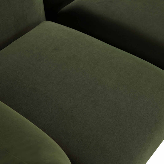 Two Seater Sofa in Moss Green Velvet with Clean Lines