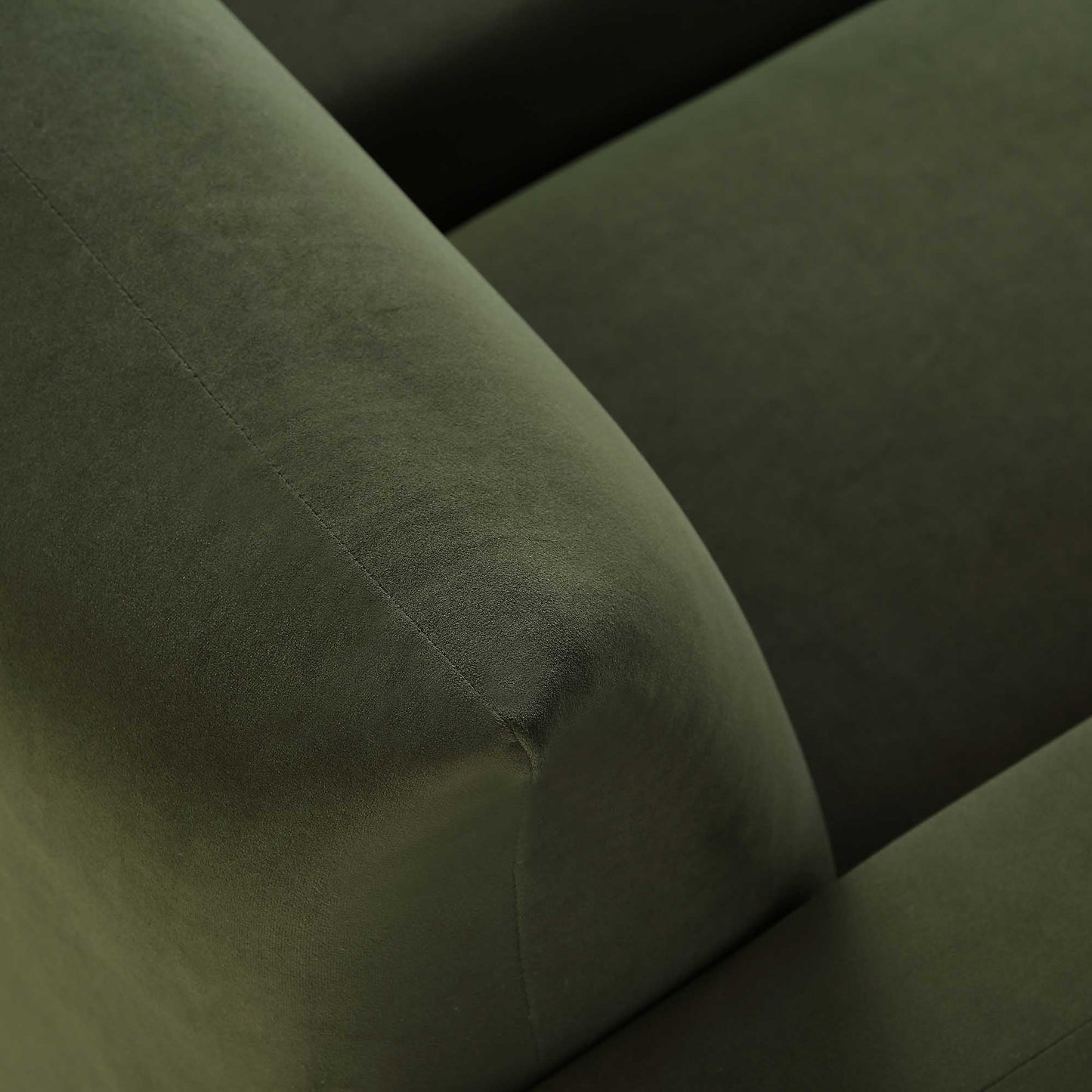 Two Seater Sofa in Moss Green Velvet with Clean Lines