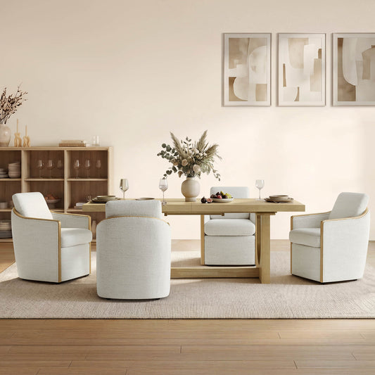 U-Shaped Extendable Dining Table with Wood Base, 78"-95.9" for 4-6