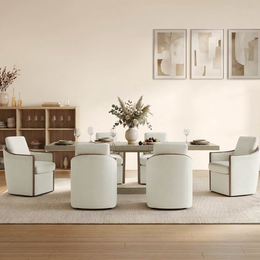 U-Shaped Extendable Dining Table with Wood Base, 78"-95.9" for 4-6