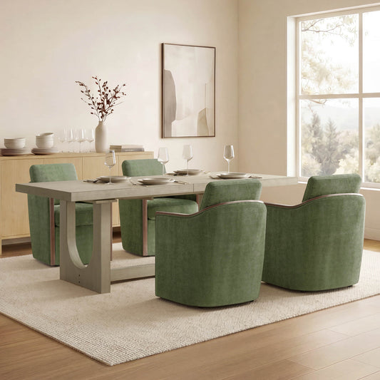 U-Shaped Extendable Dining Table with Wood Base, 78"-95.9" for 4-6