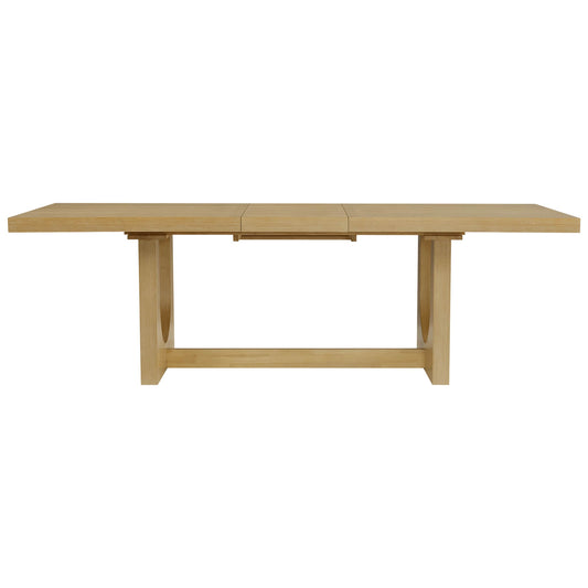 U-Shaped Extendable Dining Table with Wood Base, 78"-95.9" for 4-6