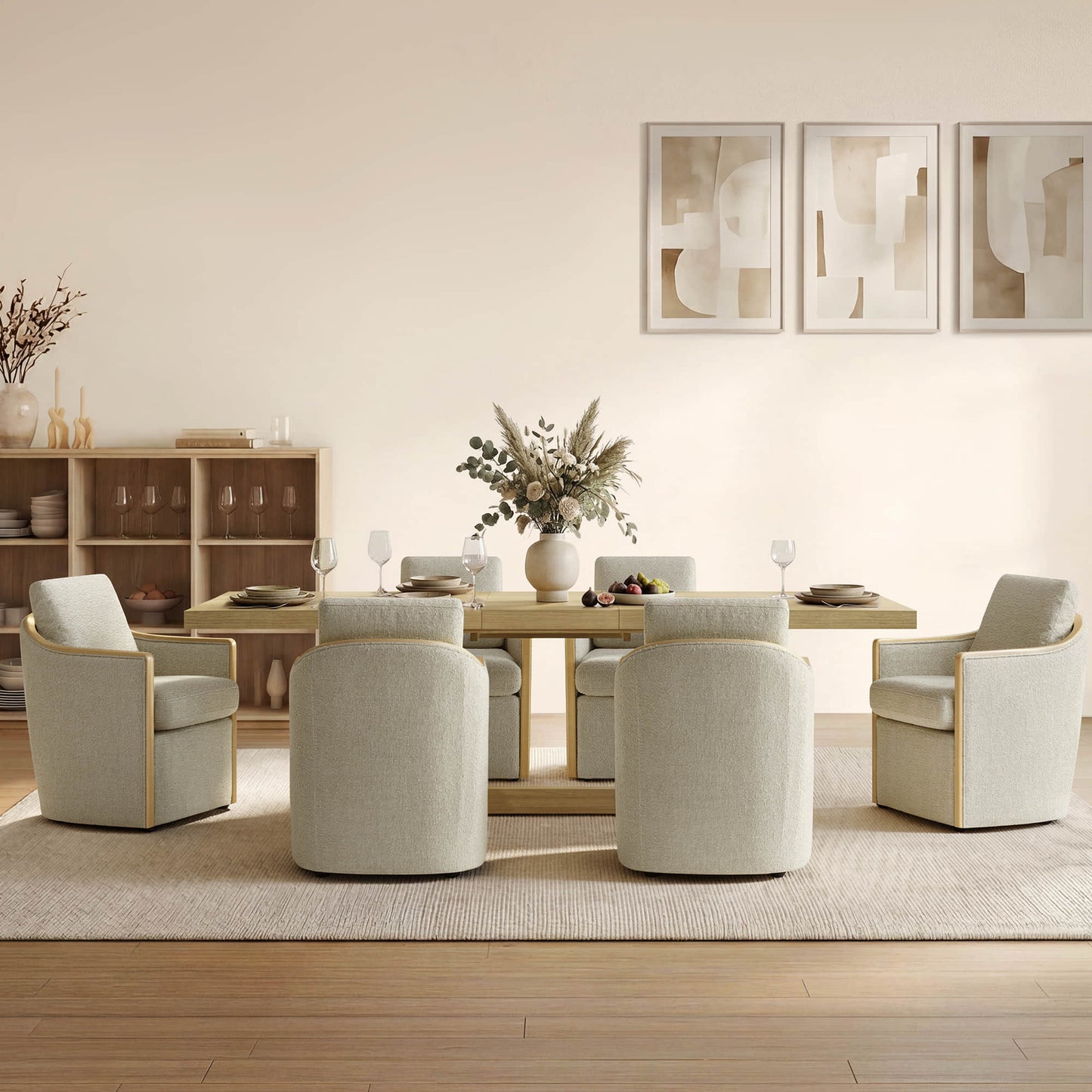 U-Shaped Wood Extendable Dining Table, 78"-95.9" Size