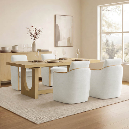 U-Shaped Wood Extendable Dining Table, 78"-95.9" Size