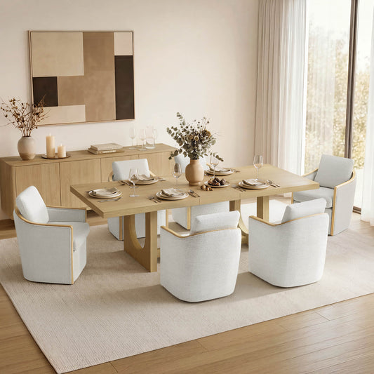 U-Shaped Wood Extendable Dining Table, 78"-95.9" Size