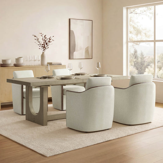 U-Shaped Wood Extendable Dining Table, 78"-95.9" Size