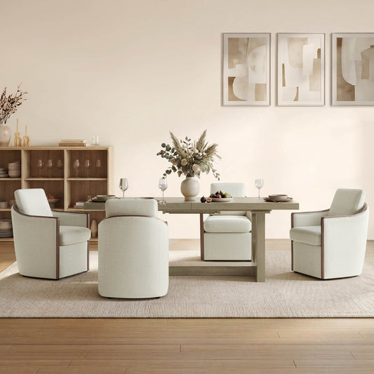 U-Shaped Wood Extendable Dining Table, 78"-95.9" Size