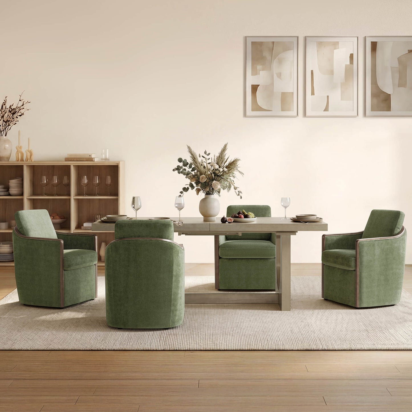 U-Shaped Wood Extendable Dining Table, 78"-95.9" Size
