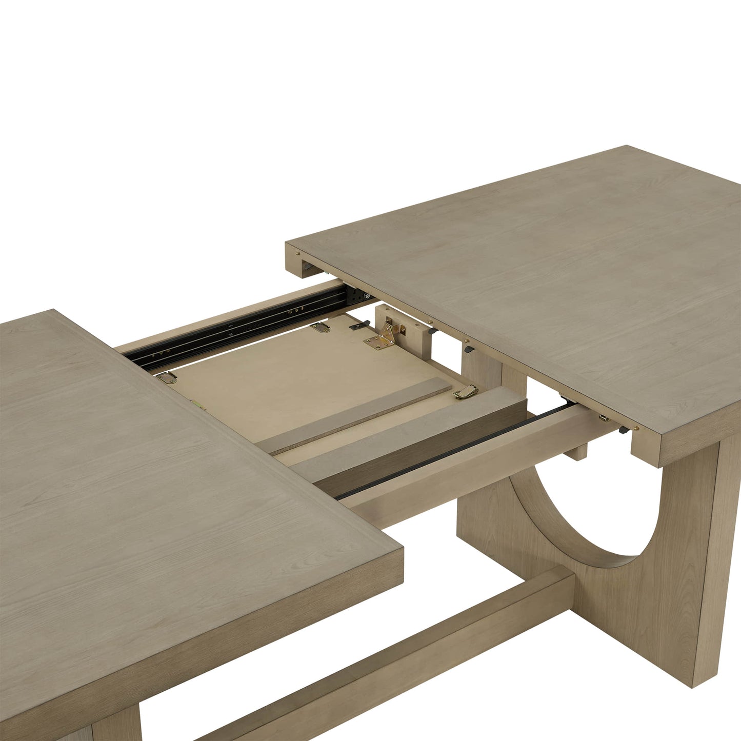 U-Shaped Wood Extendable Dining Table, 78"-95.9" Size