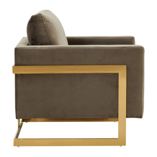 Upholstered Accent Armchair with Gold and Black Metal Frame