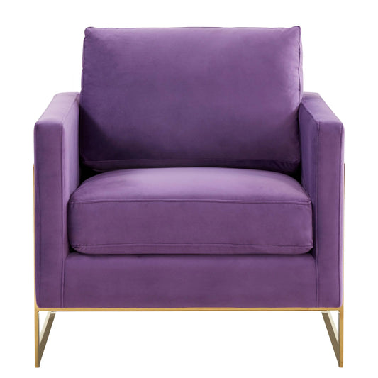 Upholstered Accent Armchair with Gold and Black Metal Frame