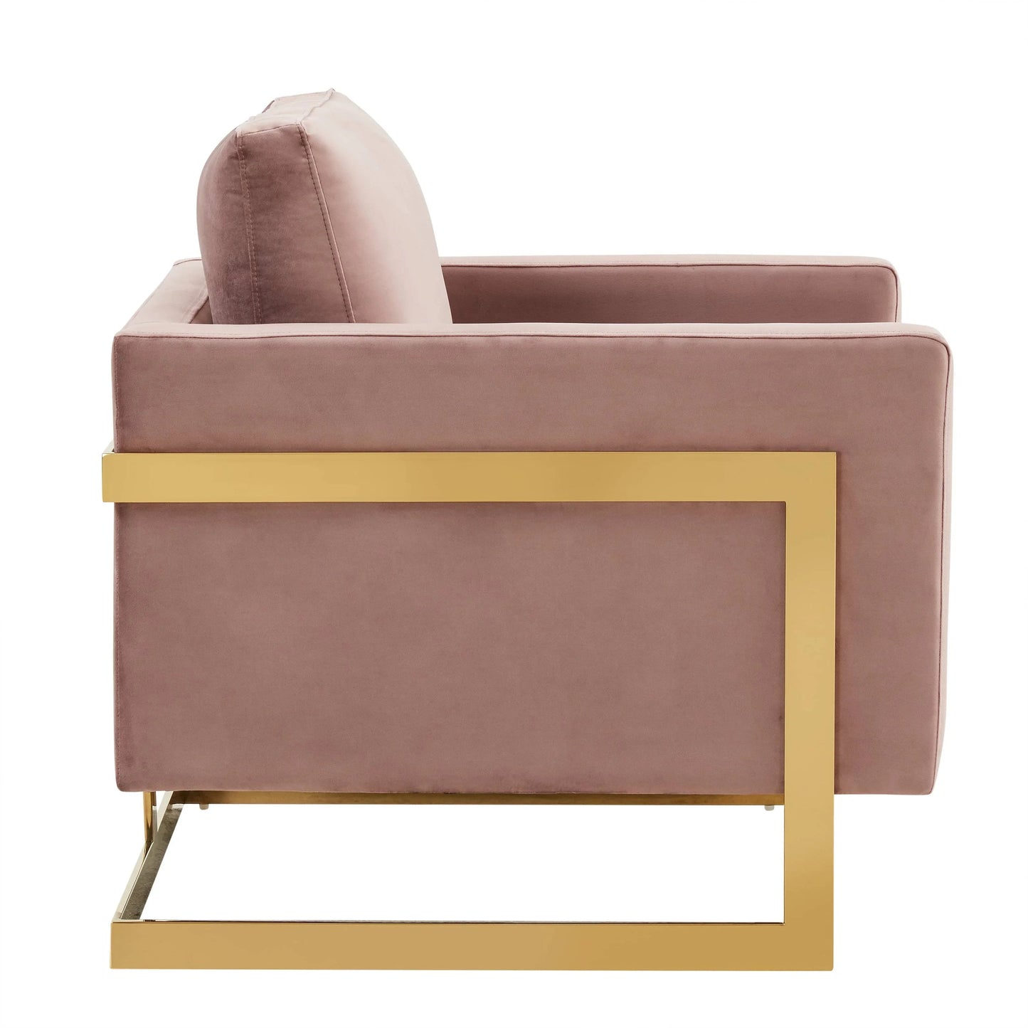 Upholstered Accent Armchair with Gold and Black Metal Frame