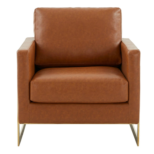Upholstered Accent Armchair with Gold and Black Metal Frame