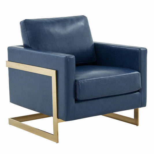 Upholstered Accent Armchair with Gold and Black Metal Frame