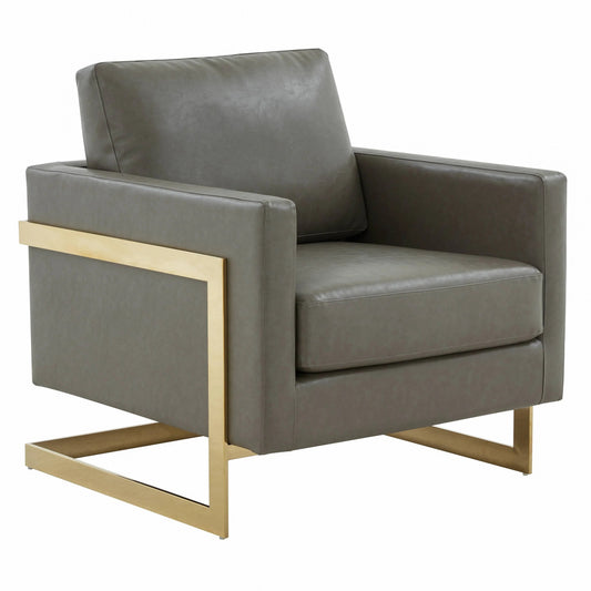 Upholstered Accent Armchair with Gold and Black Metal Frame
