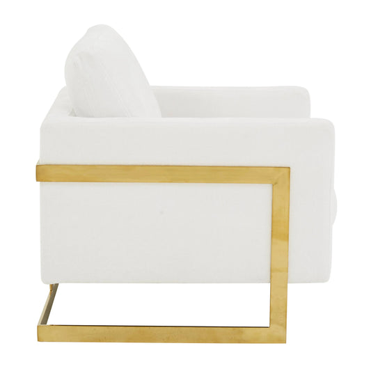 Upholstered Accent Armchair with Gold and Black Metal Frame