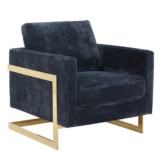 Upholstered Accent Armchair with Gold and Black Metal Frame