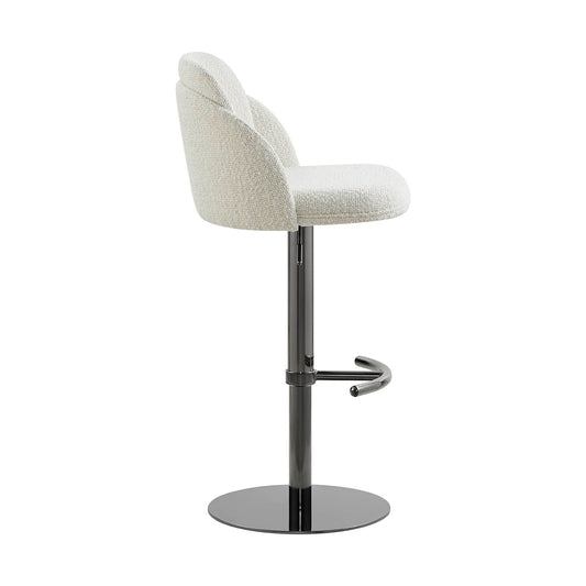 Upholstered Adjustable Height Swivel Bar Stools in Grey