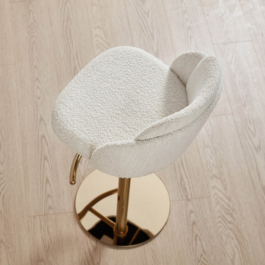 Upholstered Adjustable Height Swivel Bar Stools in Grey