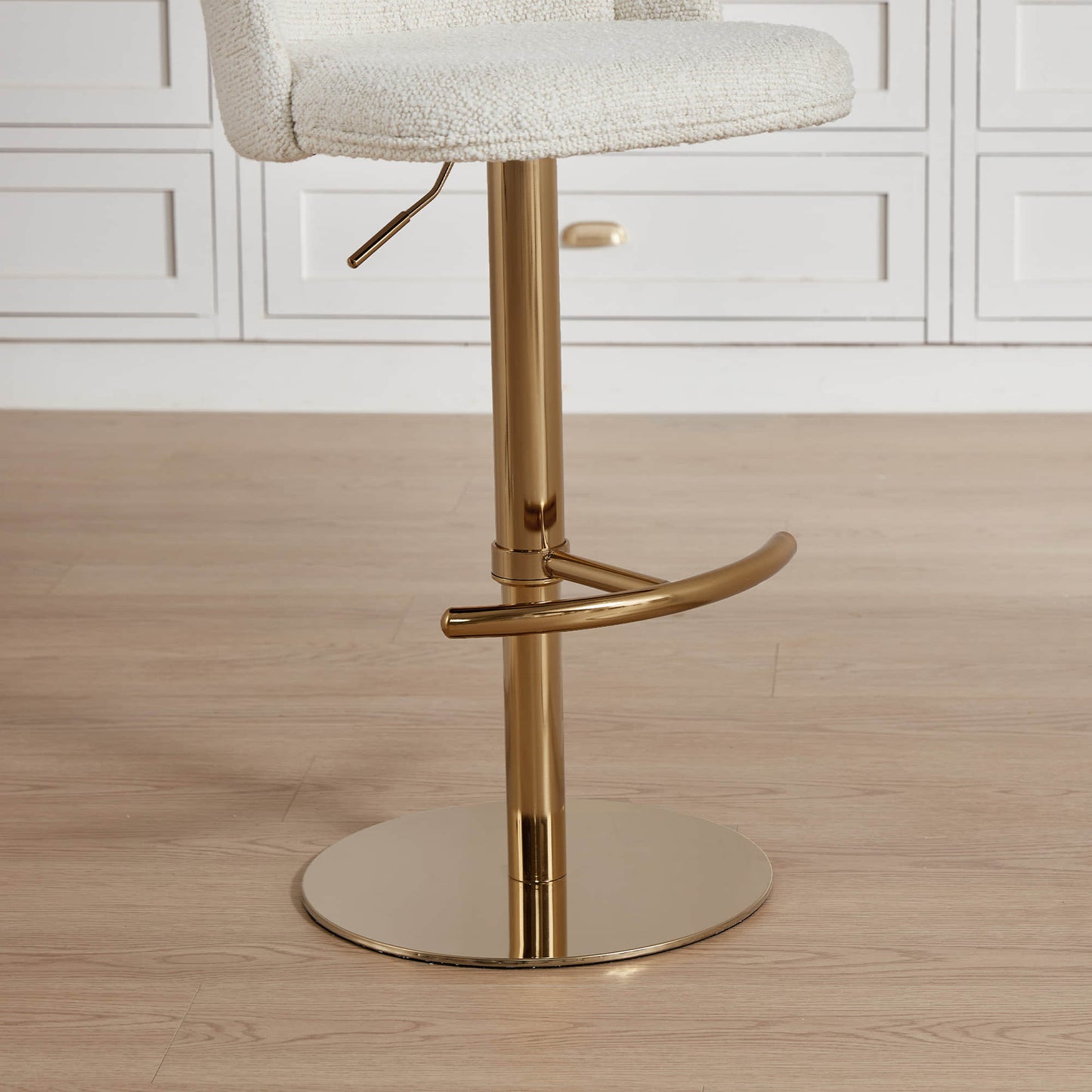 Upholstered Adjustable Height Swivel Bar Stools in Grey