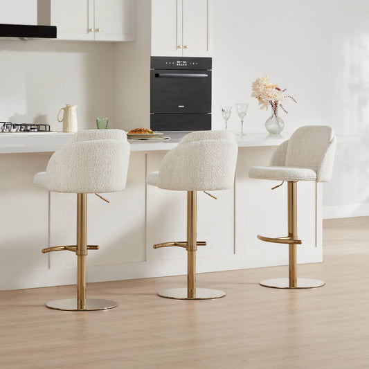 Upholstered Adjustable Height Swivel Bar Stools in Grey
