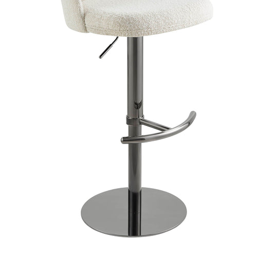 Upholstered Adjustable Height Swivel Bar Stools in Grey