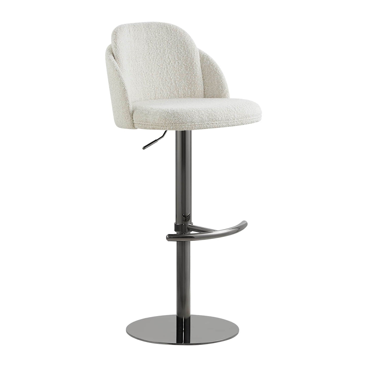 Upholstered Adjustable Height Swivel Bar Stools in Grey