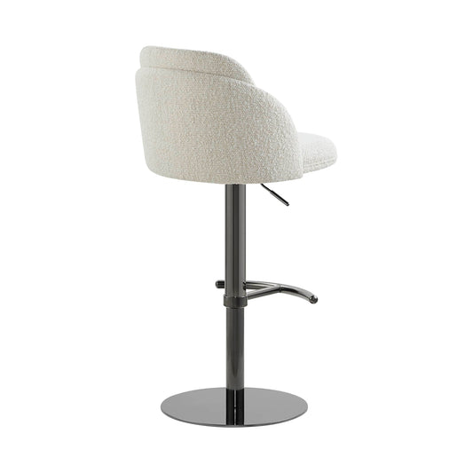 Upholstered Adjustable Height Swivel Bar Stools in Grey