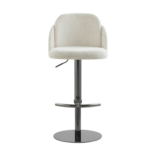 Upholstered Adjustable Height Swivel Bar Stools in Grey