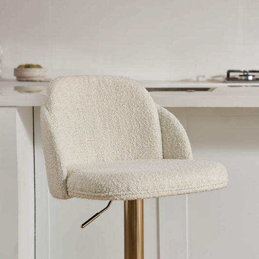 Upholstered Adjustable Height Swivel Bar Stools in Grey
