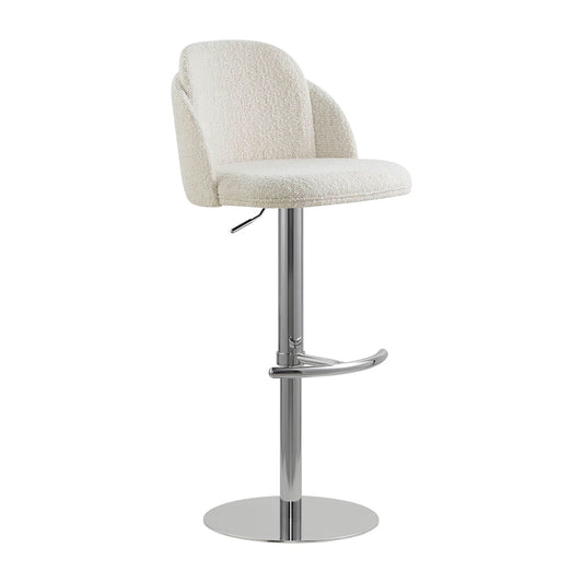 Upholstered Adjustable Height Swivel Bar Stools in Grey