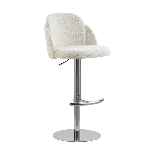 Upholstered Adjustable Height Swivel Bar Stools in Grey