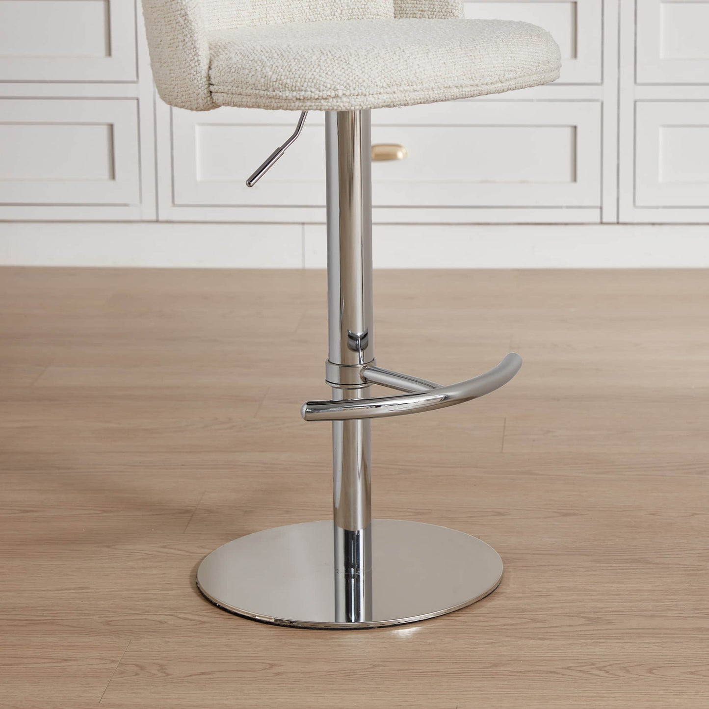 Upholstered Adjustable Height Swivel Bar Stools in Grey