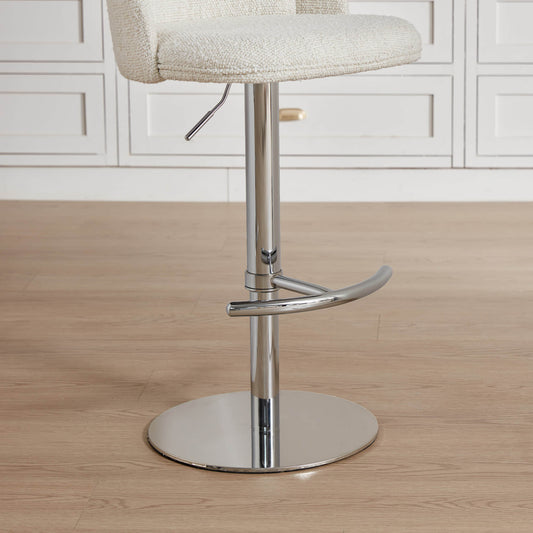 Upholstered Adjustable Height Swivel Bar Stools in Grey
