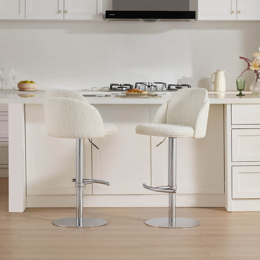 Upholstered Adjustable Height Swivel Bar Stools in Grey